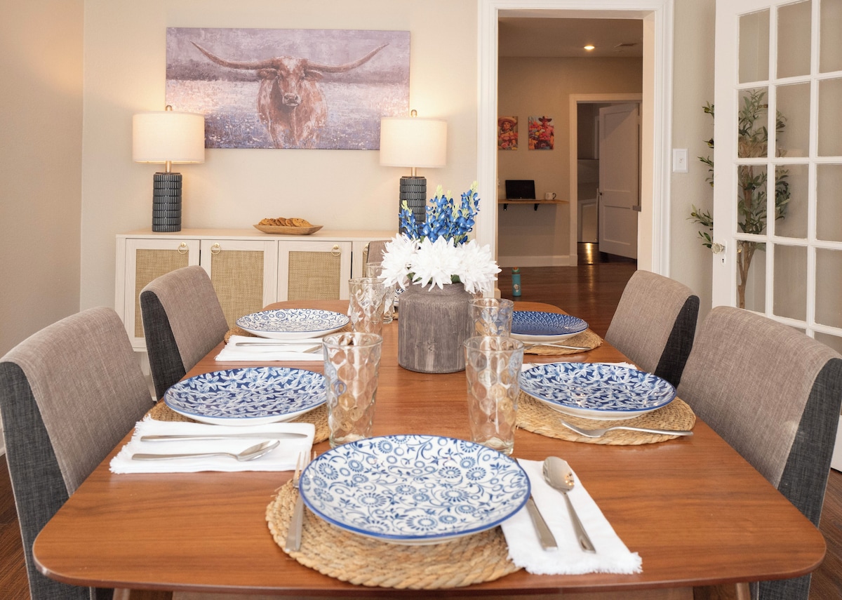 Dining table set for guests